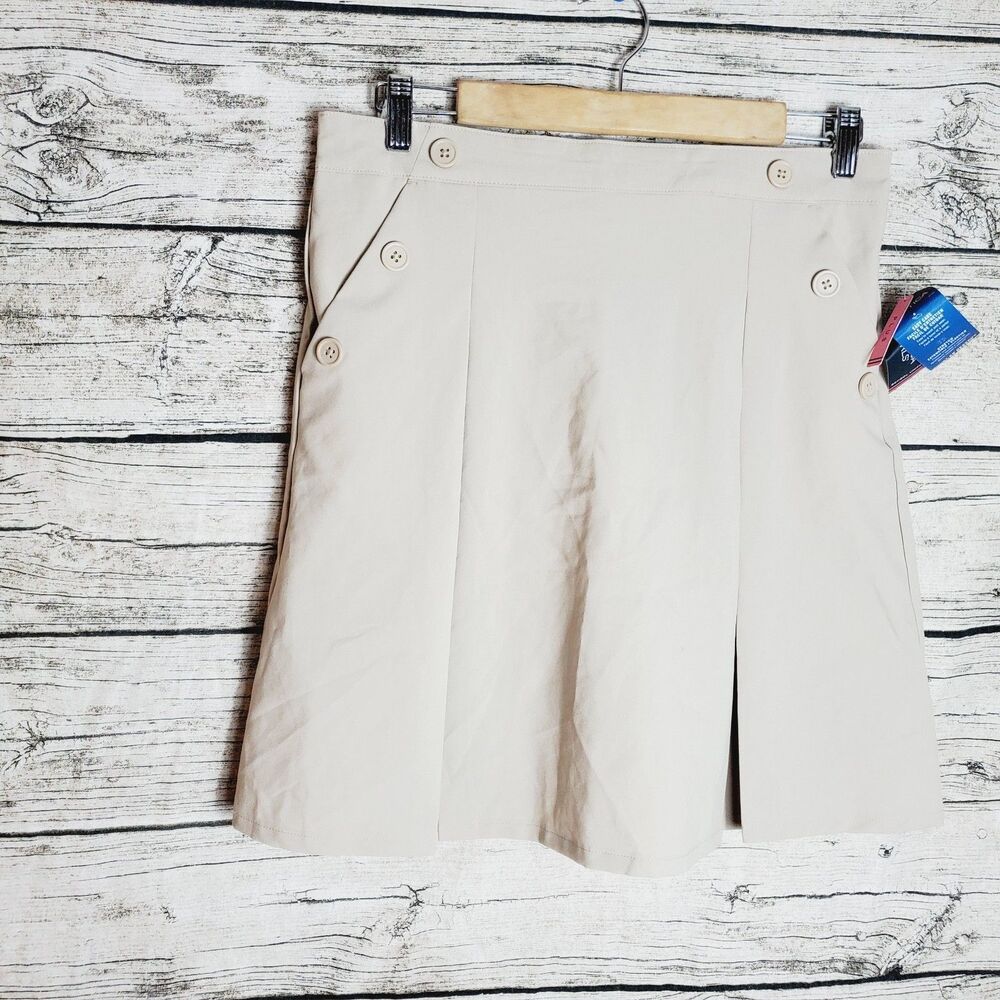 Nautica Skort Girls 16.5 Plus  Beige Khaki Scooter School Uniform Pleated Front